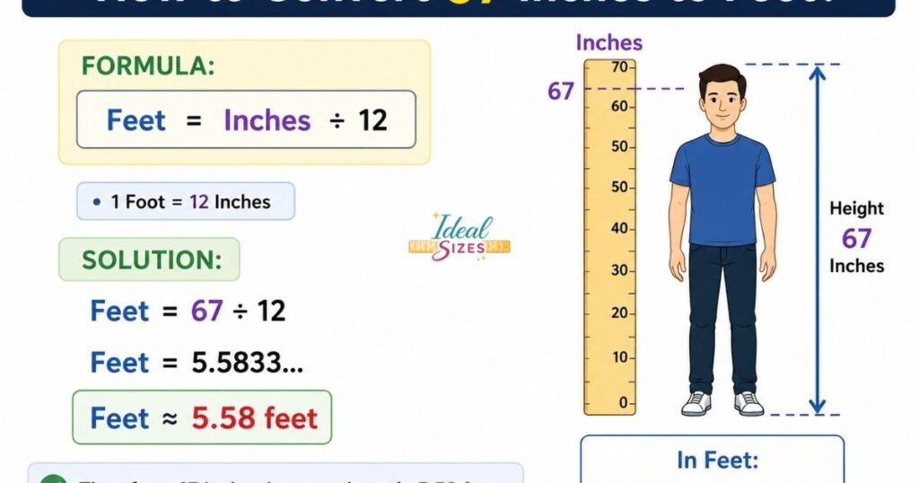 How to Convert 67 Inches to Feet