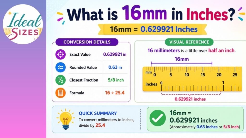 What is 16mm in Inches