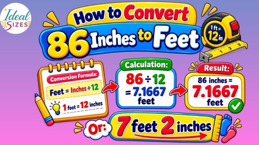 How to Convert 86 Inches to Feet